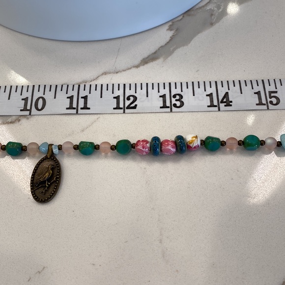 Bronze Bird-on-Branch Pendant -Handmade Beaded Necklace: Hematite, Jasper & more - Picture 14 of 17